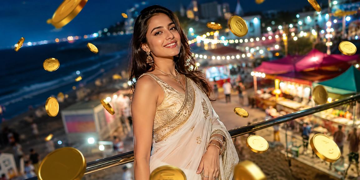 সেন্ট মার্টিনে শাড়ি পরিহিত নারীর মোবাইল পেমেন্টের দৃশ্য